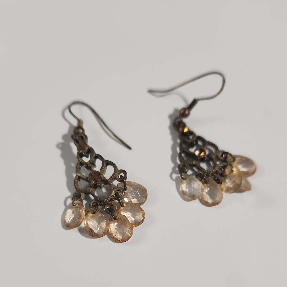 Bohemian-Style Antique Copper or Bronze-Toned Chandelier Earrings